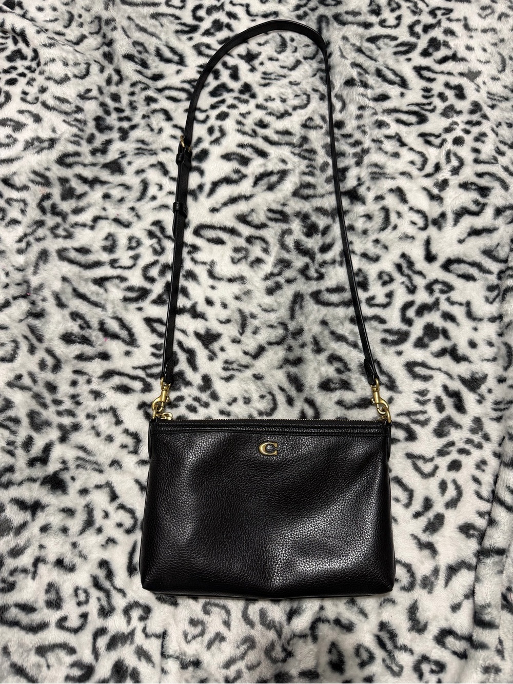 Coach Black Pebbled Leather Crossbody with Gold Hardware
